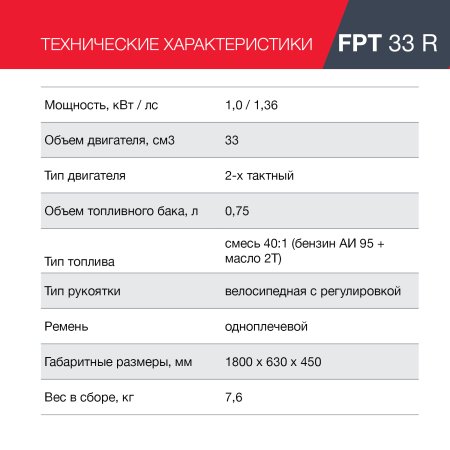 FUBAG Бензиновый триммер FPT 33R + Триммерная леска сечение витой квадрат L 130 м * 2.4 мм в ПОДАРОК в Владимире фото