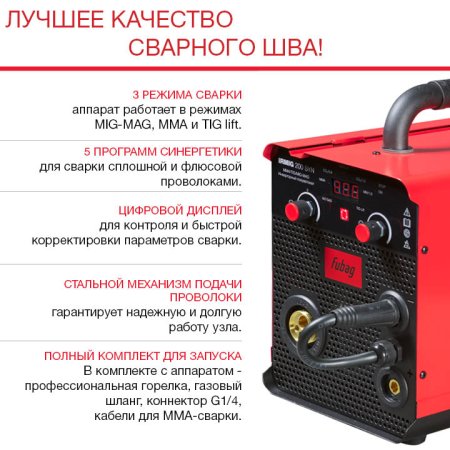 Полуавтомат сварочный FUBAG IRMIG 200 SYN с горелкой 250 А 3 м в комплекте в Владимире фото