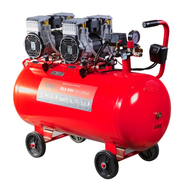 Компрессор воздушный безмасляный малошумный FUBAG OLS 500/100 CM2х2 + Набор пневмоинструмента (5 предметов) в ПОДАРОК в Владимире фото