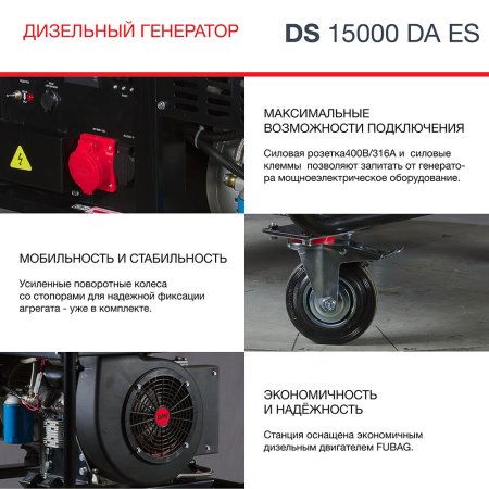 FUBAG Дизельный генератор (трехфазный) с электростартером и коннектором автоматики DS 15000 DA ES в Владимире фото